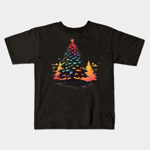 Christmas tree at dusk Kids T-Shirt by nokky72